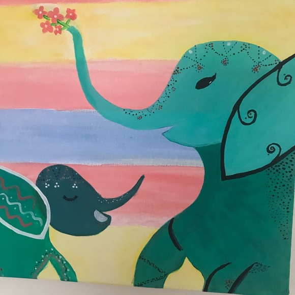 Elephant painted canvas - Picture 5 of 8